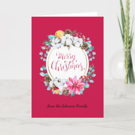 Tarjeta Festiva Cálidos y cómodos Navidades mágicos ovalan el rojo