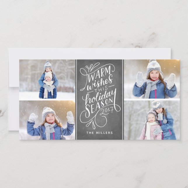 Tarjeta Festiva Caliente los deseos este día de fiesta 4-Photo (Anverso)