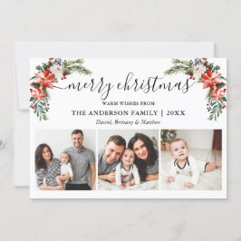 Tarjeta Festiva Caligrafía 3 Foto acuarela invernal Floral