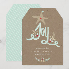 Tarjeta Festiva Caligrafía Azul de Alegría Rústica Dibujada a Mano