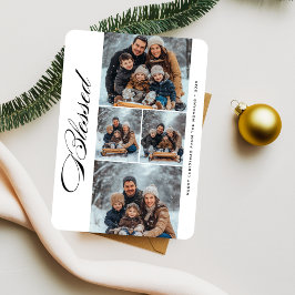 Tarjeta Festiva Caligrafía bendecida por Navidades religiosos