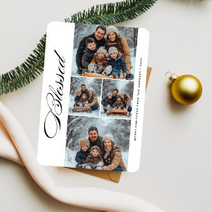 Tarjeta Festiva Caligrafía bendecida por Navidades religiosos