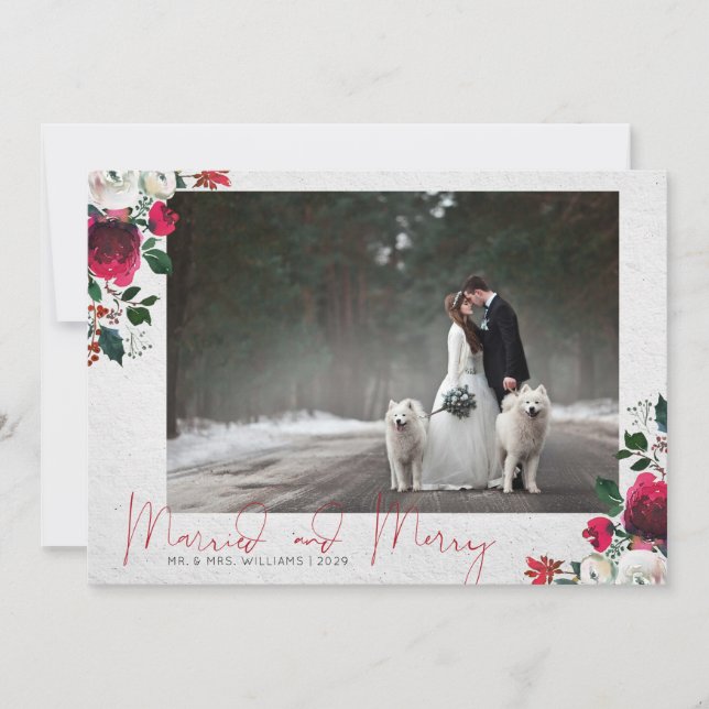 Tarjeta Festiva CALIGRAFÍA + BLOOM | Foto de Merry y Married (Anverso)