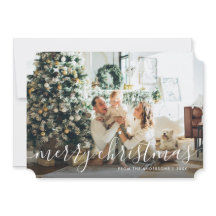 Caligrafía botánica Foto Cartas navideñas merry