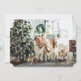 Tarjeta Festiva Caligrafía botánica Foto Cartas navideñas merry