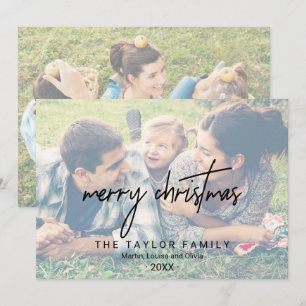 Tarjeta Festiva Caligrafía caprichosa   2 Navidades de fotos falsa