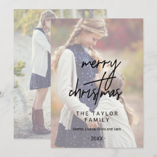 Tarjeta Festiva Caligrafía caprichosa   2 Navidades de fotos falsa