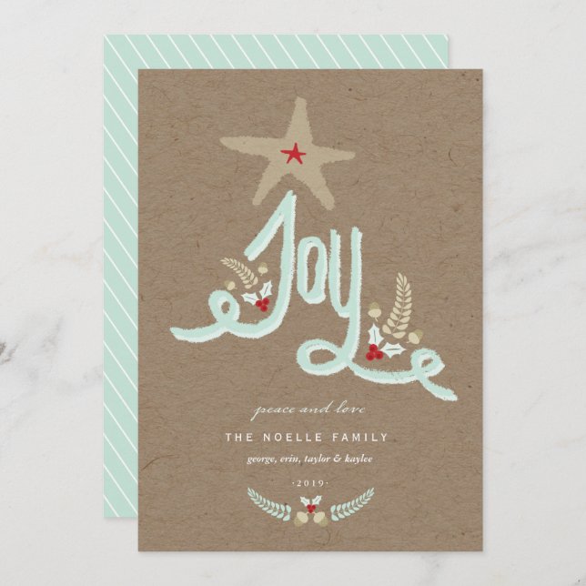 Tarjeta Festiva Caligrafía de Alegría Azul Rústica Dibujada a Mano (Anverso / Reverso)