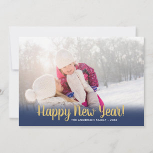 Tarjeta Festiva Caligrafía de Año Nuevo Feliz   2 Fotos