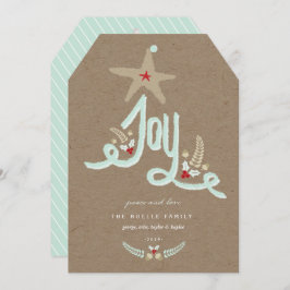 Tarjeta Festiva Caligrafía de Follaje Azul Rústico Dibujado a Mano