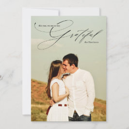 Tarjeta Festiva Caligrafía de guión grato con fotografía completa