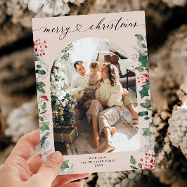 Tarjeta Festiva Caligrafía de Moda clásica Una foto navideña