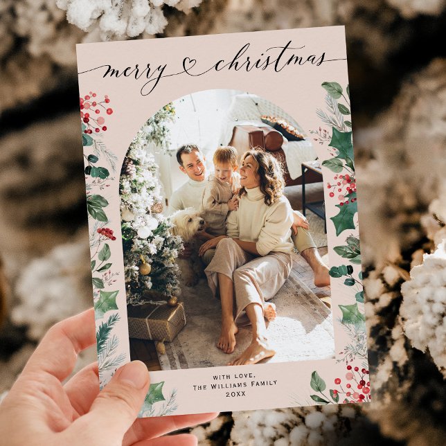 Tarjeta Festiva Caligrafía de Moda clásica Una foto navideña (Subido por el creador)