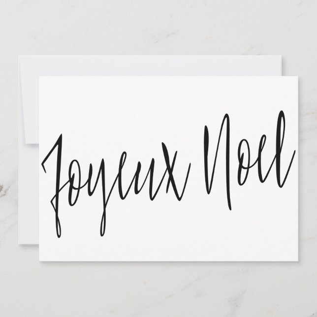 Tarjeta Festiva Caligrafía de Moda moderna "Joyeux Noel" (Anverso)