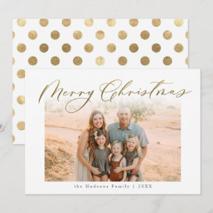 Tarjeta Festiva Caligrafía de Navidades de oro elegantemente fotog