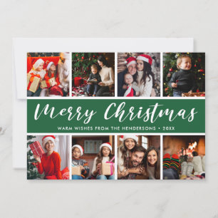Tarjeta Festiva Caligrafía del Collage de fotos navideño de Feliz