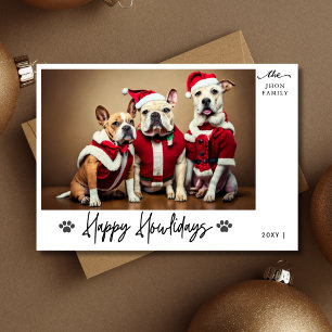Tarjeta Festiva Caligrafía Felices Fiestas Divertida Foto de Perro