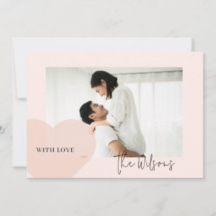 Tarjeta Festiva Caligrafía fotográfica Minimalista de Rubor Heart 