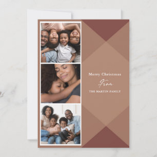 Tarjeta Festiva Caligrafía fotográfica moderna de tres cuadros