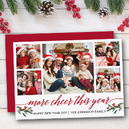 Tarjeta Festiva Caligrafía Más Alegre Este Año 5 Foto Roja