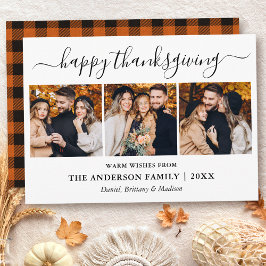 Tarjeta Festiva Caligrafía moderna 3 Foto de Acción de Gracias
