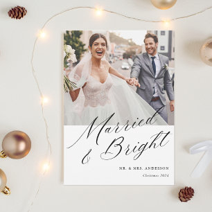 Tarjeta Festiva Caligrafía moderna casados y brillantes foto