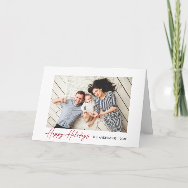 Tarjeta Festiva Caligrafía moderna con escritura de tinta roja fot (Anverso)