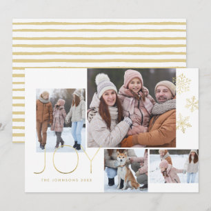 Tarjeta Festiva Caligrafía moderna de oro y copos de nieve 1 foto