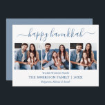Tarjeta Festiva Caligrafía moderna Dusty Blue Hanukkah 3 Foto<br><div class="desc">Moderna caligrafía de moda guión 3 Collage de fotos de familia de fotos Feliz tarjeta Hanukkah - azul turbio</div>