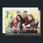 Tarjeta Festiva Caligrafía moderna Fotografía de la familia Hanukk<br><div class="desc">Guión moderno de caligrafía divertida tarjeta de fotografía de la familia Hanukkah</div>