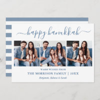 Caligrafía moderna Hanukkah 3 Foto de rayas azules