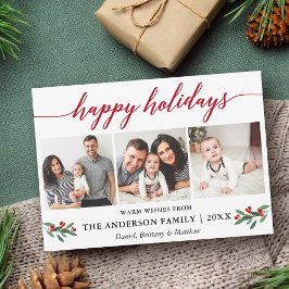 Tarjeta Festiva Caligrafía moderna Holly Red 3 Foto