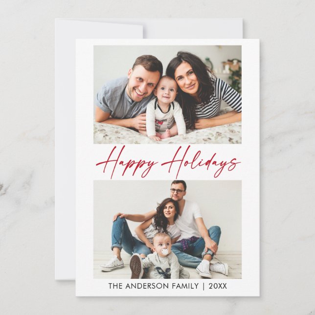 Tarjeta Festiva Caligrafía moderna manuscrito rojo 2 foto (Anverso)