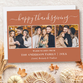 Tarjeta Festiva Caligrafía moderna Terracotta 3 Foto Acción de Gra