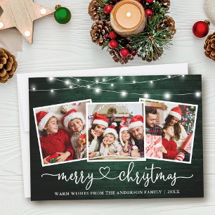 Tarjeta Festiva Caligrafía Navidades del corazón Luz verde de made