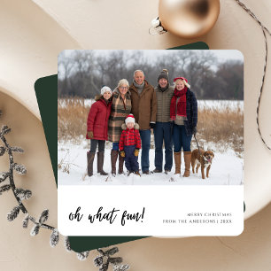 Tarjeta Festiva Caligrafía Oh Qué Navidades familiares divertidos 