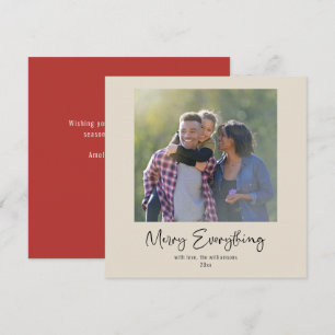 Tarjeta Festiva Caligrafía personalizada de todo feliz Foto roja