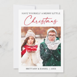 Tarjeta Festiva Caligrafía Pluma de tinta roja Navidades Minimalis