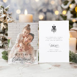 Tarjeta Festiva Caligrafía romántica, flauta navideña<br><div class="desc">Este Navidad fotografia una tarjeta plana con una elegante y romántica caligrafía giratoria con ramas de pinecone,  estrellas y mensaje de texto personalizado en la parte posterior. Para una personalización más avanzada de este diseño,  haga clic en el BOTÓN HERRAMIENTA DE DISEÑO AZUL de arriba.</div>