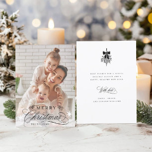 Tarjeta Festiva Caligrafía romántica, flauta navideña