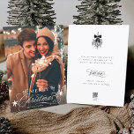 Tarjeta Festiva Caligrafía romántica, flauta navideña<br><div class="desc">Este Navidad fotografia una tarjeta plana con una elegante y romántica caligrafía giratoria con ramas de pinecone,  estrellas y mensaje de texto personalizado en la parte posterior. Para una personalización más avanzada de este diseño,  haga clic en el BOTÓN HERRAMIENTA DE DISEÑO AZUL de arriba.</div>