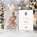 Tarjeta Festiva Caligrafía romántica, flauta navideña<br><div class="desc">Este Navidad fotografia una tarjeta plana con una elegante y romántica caligrafía giratoria con ramas de pinecone,  estrellas y mensaje de texto personalizado en la parte posterior. Para una personalización más avanzada de este diseño,  haga clic en el BOTÓN HERRAMIENTA DE DISEÑO AZUL de arriba.</div>