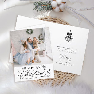 Tarjeta Festiva Caligrafía romántica Fotos navideñas plegadas
