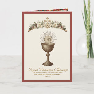 Tarjeta Festiva Cáliz religioso de la Eucaristía católica