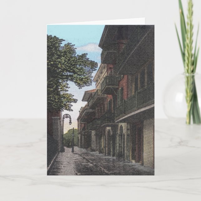 Tarjeta Festiva Calle Viejo En El Barrio Francés (Anverso)