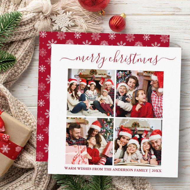 Tarjeta Festiva Calligrafía 4 Foto Copos de nieve Plaza Roja (Customize to change text size or text style.)