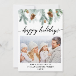 Tarjeta Festiva Calligrafía acuarela Pine Cones Foto