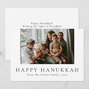 Tarjeta Festiva Calligrafía azul La familia más feliz de Hanukkah 