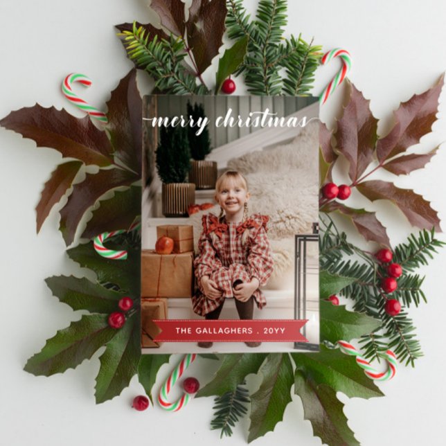 Tarjeta Festiva Calligrafía blanca roja Fotos navideñas (Subido por el creador)