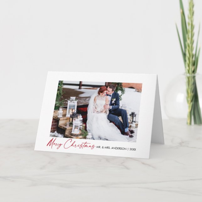 Tarjeta Festiva Calligrafía Boda de escritura de tinta roja (Anverso)